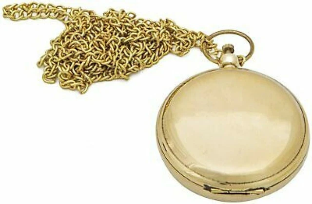 2" Antique Nautical Brass With Wood Compass