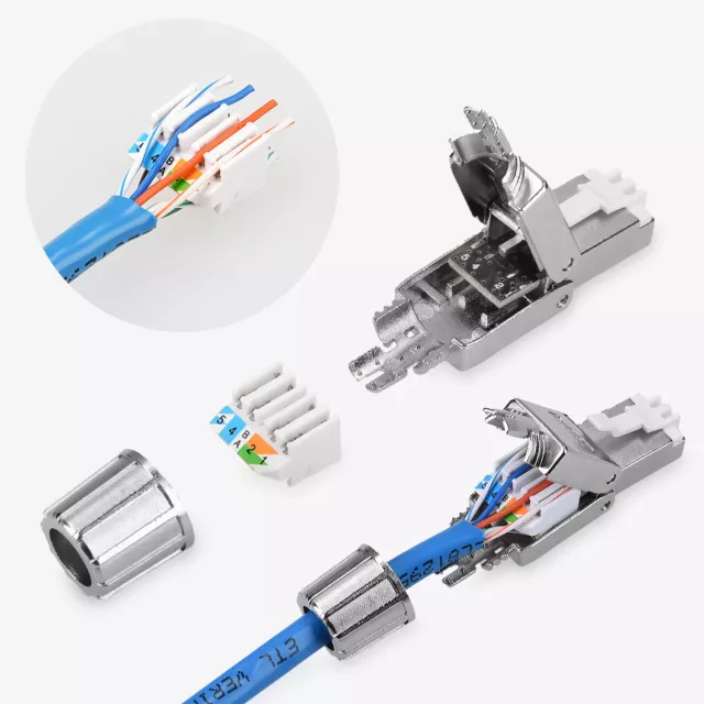 10x Connecteur RJ45 CAT 6A Sans Outil - Connecteur Réseau Ethernet Non Blindé 2