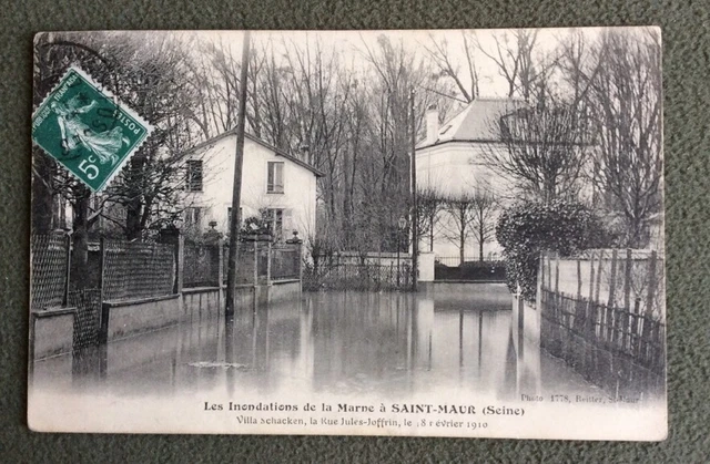 CPA. SAINT MAUR. 94 - 1910 Floods. Villa Schacken. Rue Jules Joffrin.