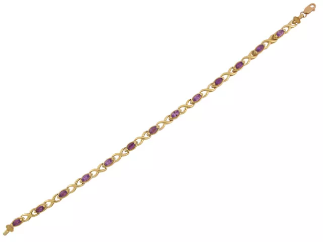 10k or 14k Yellow Gold Ladies Exquisite Real Amethyst Cris-cross Design Bracelet 2