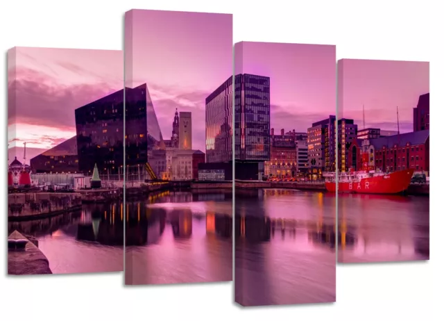 Liverpool city reflection united kingdom new canvas split prints on wooden bars