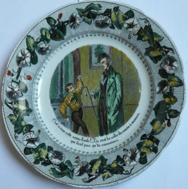 ASSIETTE Creil Montereau - 19eme- Humour -polychrome 03