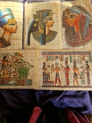 JOB LOT OF 20  EGYPTIAN PAPYRUS/: HIEROGLYPHICS etc