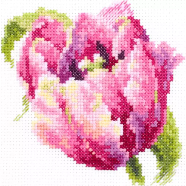 Magic Needle Zweigart Edition counted cross stitch kit "Pink Tulip", 11x11cm, DI