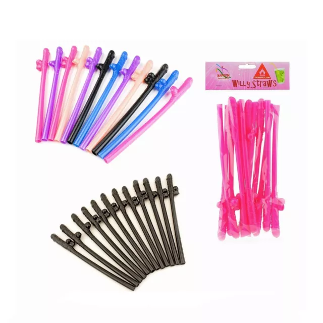 12 Novelty Multi Jumbo Straws Hen Party Night Willy Accessories Girls Out