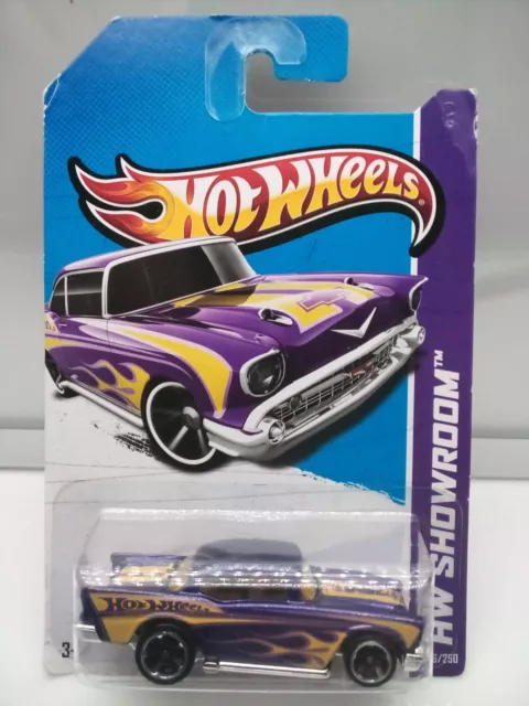 HOT WHEELS MAINLINE 57 Chevy Purple Yellow Model Car x1