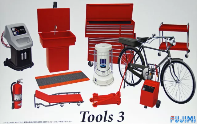 Fujimi GT27 1/24 Scale Garage & Tool Car Props Accessories Model Kit Tools Set 3