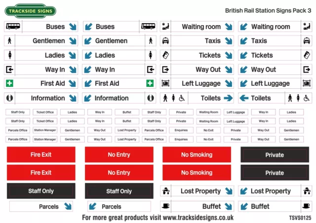 British Rail Model Railway Station Signs - O Gauge 7mm - Die Cut Self Adhesive