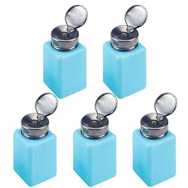 Paquete de 5 botellas con bomba push hacia abajo ideales para removedores de maquillaje y productos para el cuidado de la piel