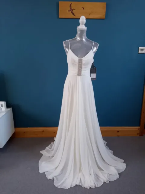 Stunning Bnwt Azor Dress 12 14 £300 Ivory Diamonte Prom Wedding Evening Gown