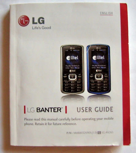 LG Banter Cell Phone Owner's Manual, English & Spanish Booklet