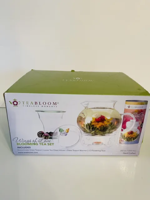 Teabloom Wings of Love Blooming Tea Set with 12 Fruit Flowering Teas
