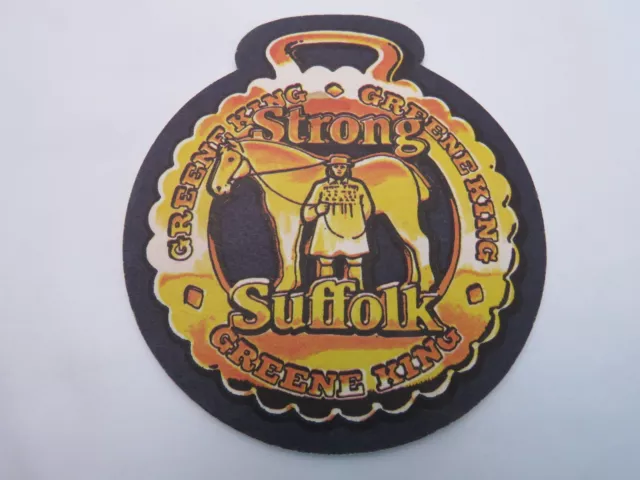 Beer Brewery COASTER ~*~ GREENE KING Strong Ale, Since 1799 ~*~ Suffolk, England