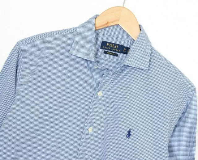 POLO RALPH LAUREN Camicia formale blu Oxford personalizzata da uomo taglia...