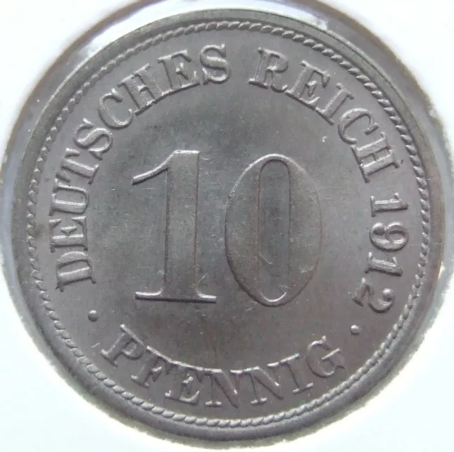 Moneta Reich Tedesco Impero Tedesco 10 Pfennig 1912 F IN Uncirculated