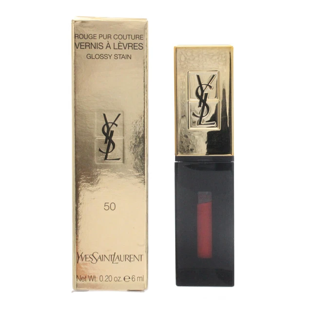 Brillo de mancha labial rosa YSL 50 tintas desnudo Yves Saint Laurent Rouge costura pura
