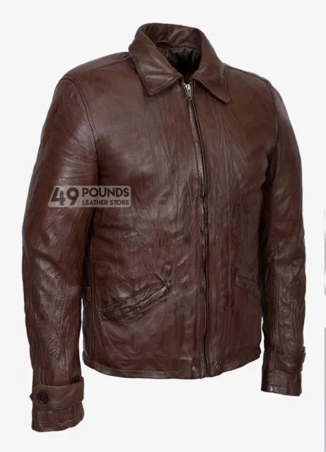 SKYFALL Men's Leather Jacket Wrinkled Brown CLASSIC 100% SOFT NAPA LEATHER 1368 3