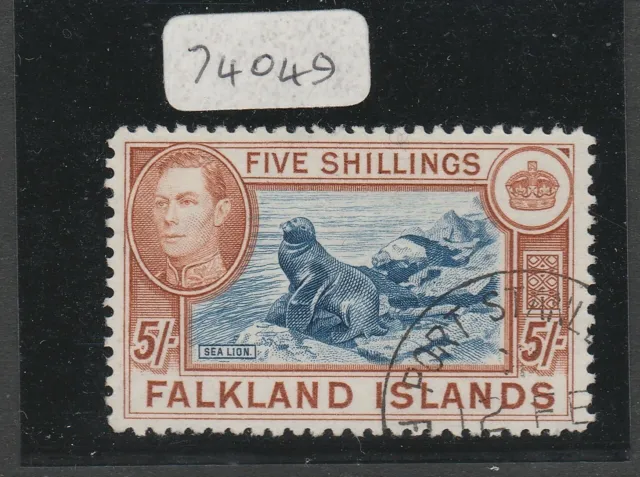 Falkland Islands 1938-50 5/- Indigo & pale yellow-brown SG 161b Fine used.