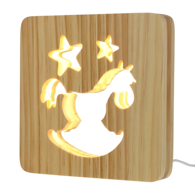 DESK READING LAMP LED Lights Nightlights for Children 3d Wood Colleague