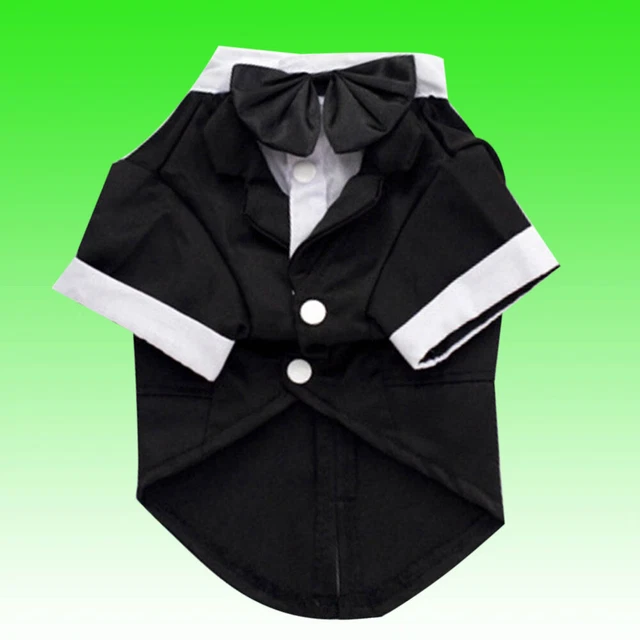 Traje de boda para esmoquin perro Dapper perro mascota disfraz con lazo - negro