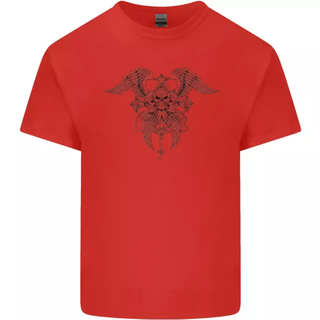 Cross Skull Wings Gothic Biker Heavy Metal Kinder T-Shirt Kinder 3