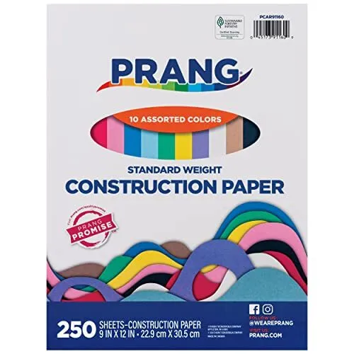 Papel de construcción Prang (anteriormente Art Street), 10 colores surtidos, estándar