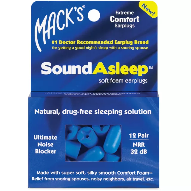 MACKS Sound Asleep Earplugs 12 Pairs Soft Foam Ear Plugs NRR32db Sleep Aid 2
