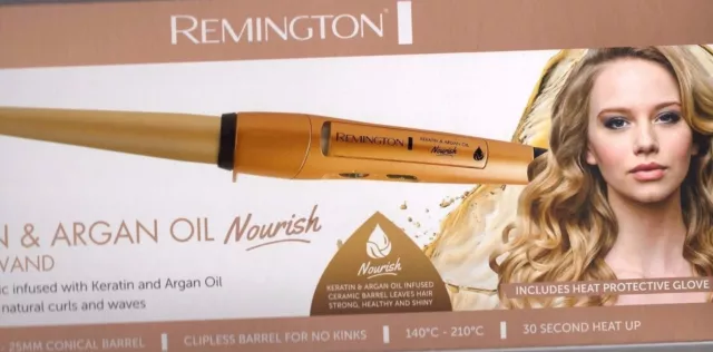 NEW Remington CI53W1AU Conical Curl Styler Keratin & Argan Oil