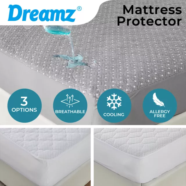 Dreamz Mattress Protector Topper Bamboo Pillowtop Waterproof Cover Underlay