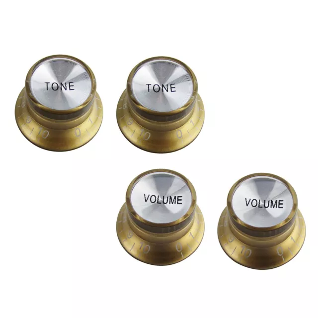 4 Electric Guitar Gold Bell Knob Hat SG Silver Top Hat Volume Tone Control Cover