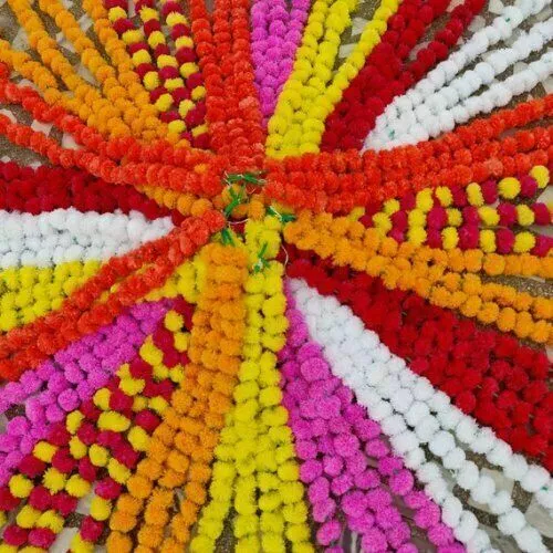 5 Pc Set Artificial Marigold Flower Garlands Diwali Indian Wedding Decoration