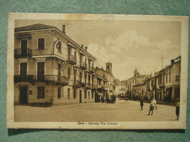 Cartolina Originale 1923 Bra Entrata Via Cavour Cuneo Viaggiata