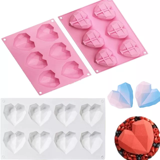 3D Silicone Love Heart Shape Fondant Mould DIY Cake Chocolate Baking Mold Decor