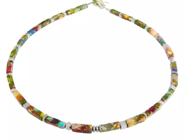 Halskette Schmuck-Edelstein Impression Jaspis multicolor mehrfarbig Hämatit 226c 2