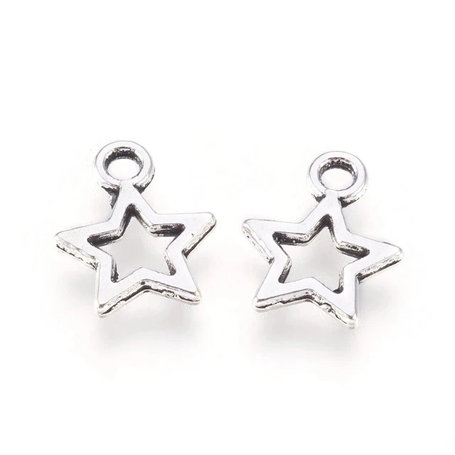 25 Stück Anhänger 14/12mm Sternchen Stern Antiksilber Gold Charms - Wählbar