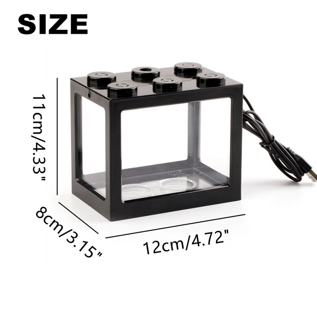 USB Mini Fish Tank Small Aquarium LED Light Home Decor Kids Gift Office Desktop 8