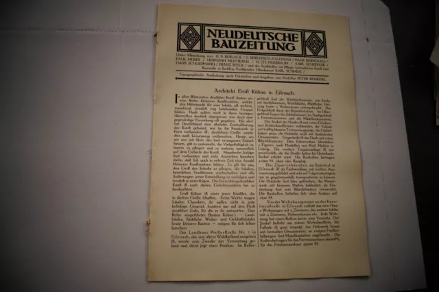 1909 N. Bauzeitung 23 / Eisenach Architekt Ernst Kühne Steinbach Hallenberg