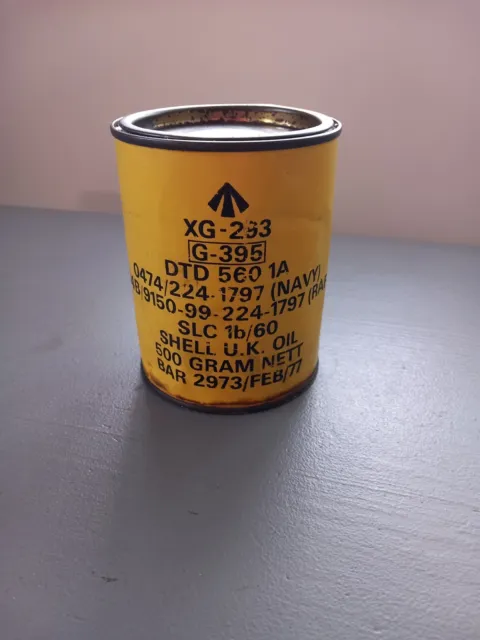 Vintage Shell UK Oil XG - 293 Broad Arrow Military RAF NAVY Grease Can (Empty)