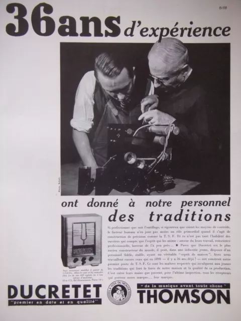 Publicité De Presse 1934 Ducretet Thomson 36 Ans D'expérience - Advertising