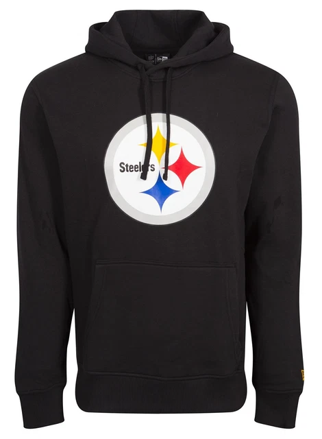 New Era Uomo Felpa con Cappuccio NFL Pittsburgh Steelers Logo Nero