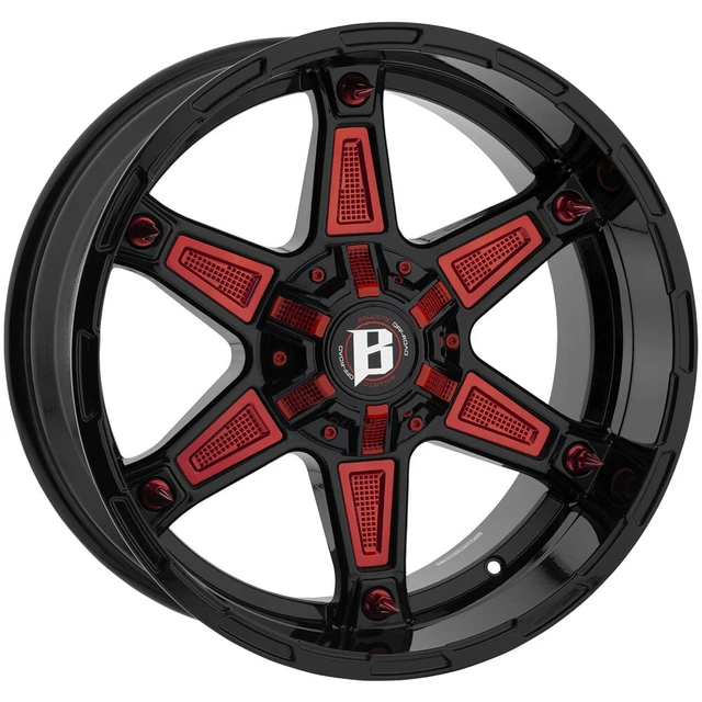 Ballistic 827 Warrior 20x10 5x4.5"/5x5" -19mm Black/Red Wheel Rim 20" Inch