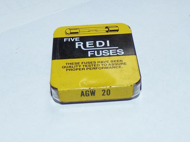 7 Fusibles automobiles Type AGW20 Verre Typique Voitures Américaines 6,35x22mm