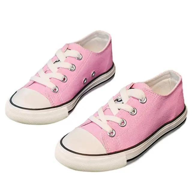 iFANS Boys and girl Low Top canvas Kids Lace up Sneakers Pink