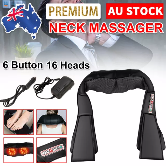 Neck Massager Shiatsu Deep Knead Care Cushion Back and Shoulder Massage 16 Head