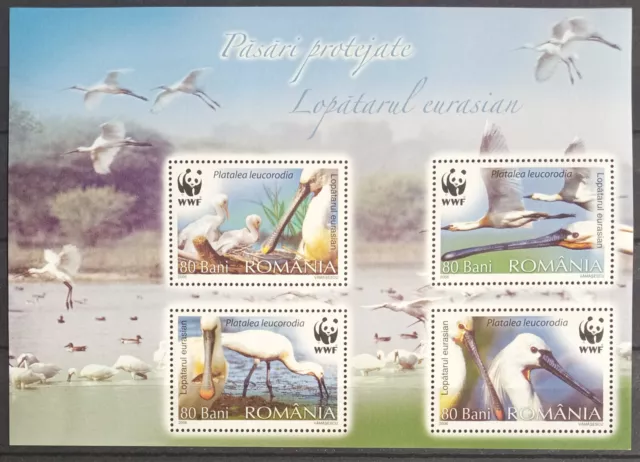 2006 Romania, WWF - Birds - Eurasian Spoonbill, Block 391, MNH/Mint, ME 2,2