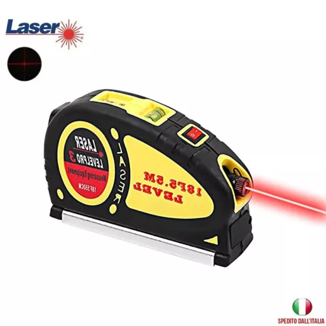 Livella Laser Autolivellante Orizzontale Verticale Con Metro A Nastro Da 5 Mt