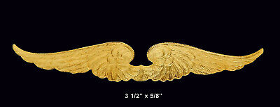 Vintage Raw Brass Stamping of Ornate Medium Large  Wings /   One Piece