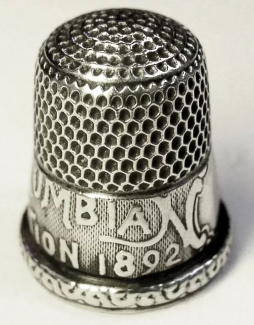 Antique Simons Bros. 1893 Columbian Exposition Sterling Silver Thimble  Dtd 1892