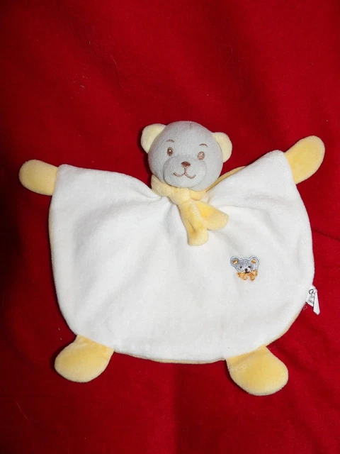 Doudou plat ours marron beige bleu jaune vert FUTUROSCOPE Doudou plat ours marron beige bleu jaune vert FUTUROSCOPE