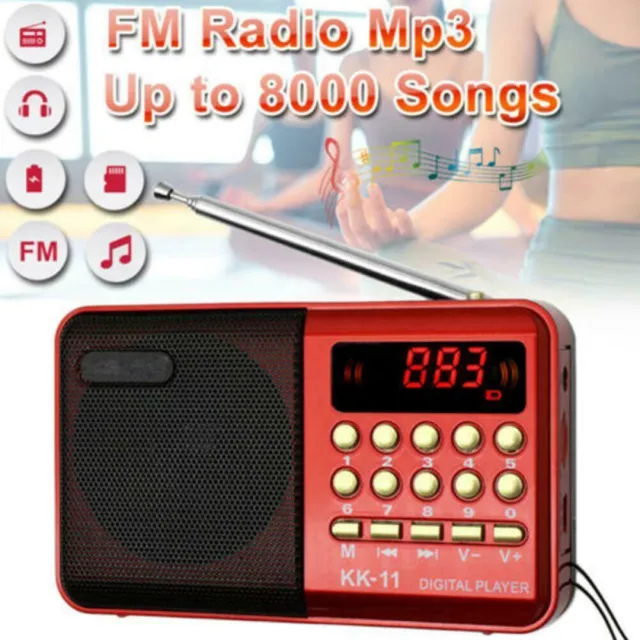 UK Mini Portable LCD Digital FM Radio Speaker USB SD TF Card Mp3 Speaker Player
